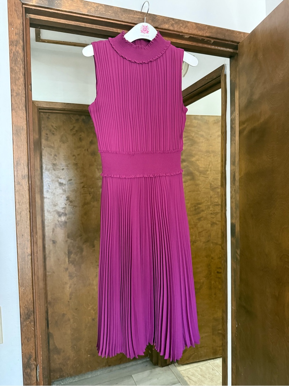 Nanette Lepore Sleeveless Pleated Midi Dress in Magenta